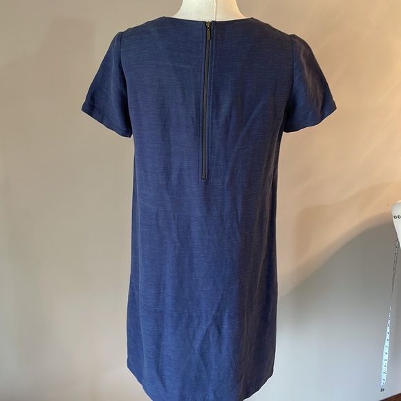SESSUN hubertus shift dress linen rayon front pockets short sleeves blue size S - Picture 5 of 11